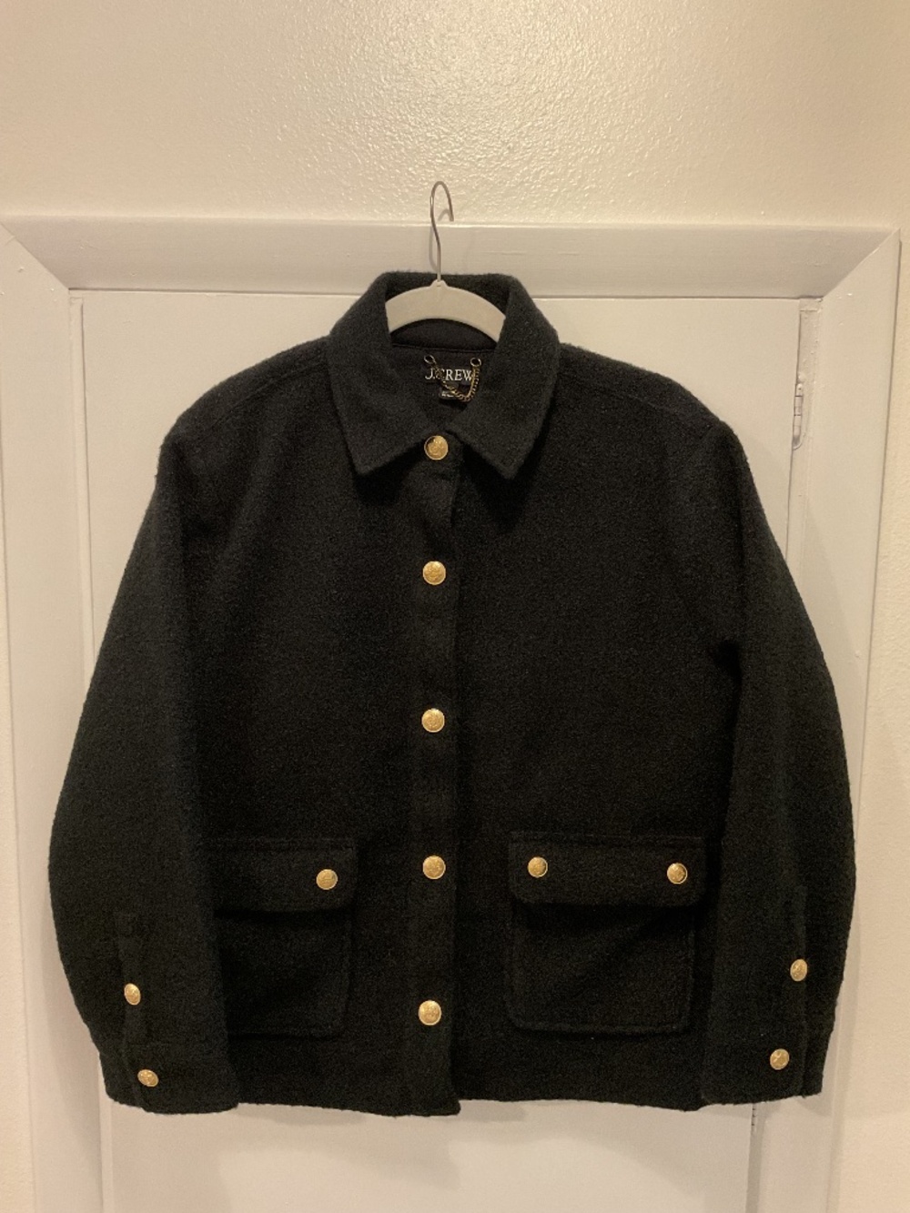 Jcrew Black Collared Jacket, Size Small